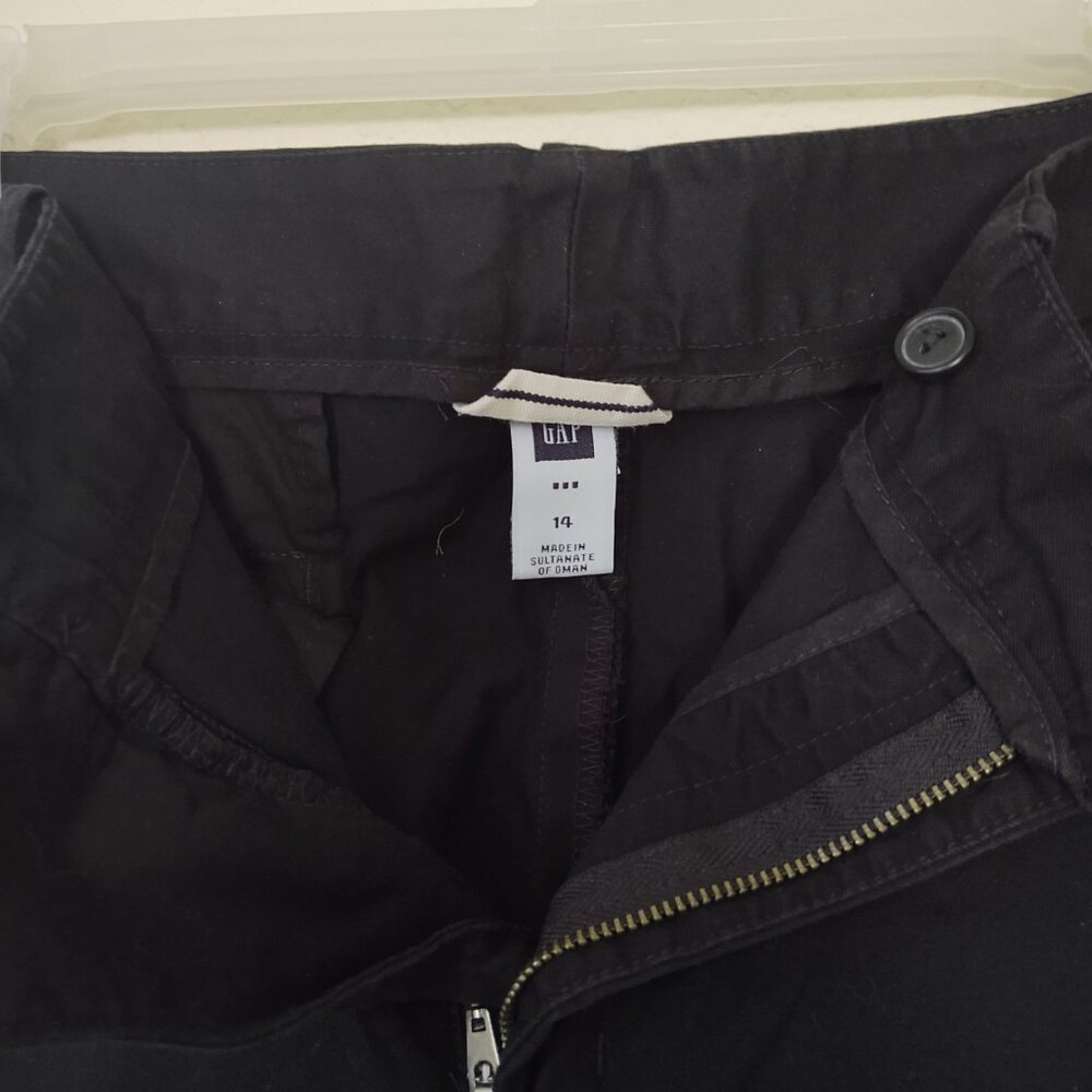 GAP WOMEN'S SIZE 14 BLACK WIDE LEG CROPPED TROUSER PANT DOUBLE BUTTON KHAKI PANT - Picture 2 of 6